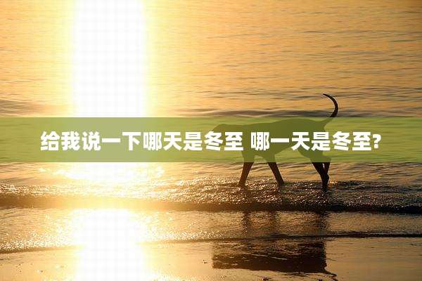 给我说一下哪天是冬至 哪一天是冬至?
