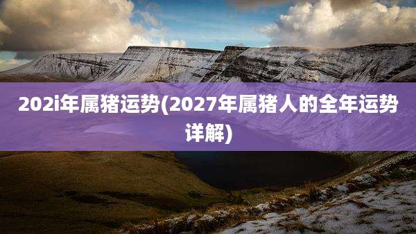 202i年属猪运势(2027年属猪人的全年运势详解)