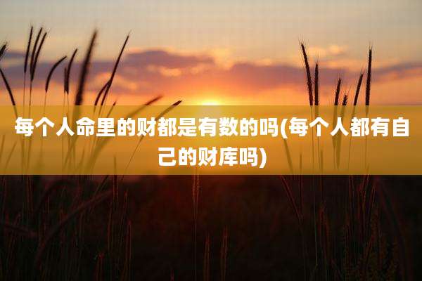 每个人命里的财都是有数的吗(每个人都有自己的财库吗)