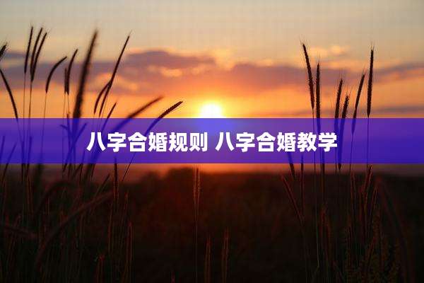 八字合婚规则 八字合婚教学