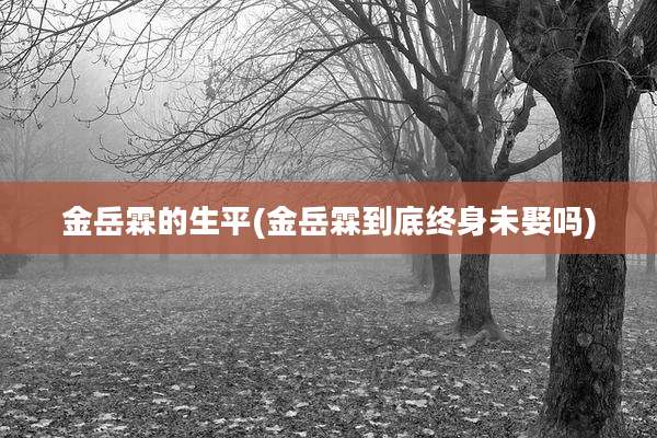 金岳霖的生平(金岳霖到底终身未娶吗)