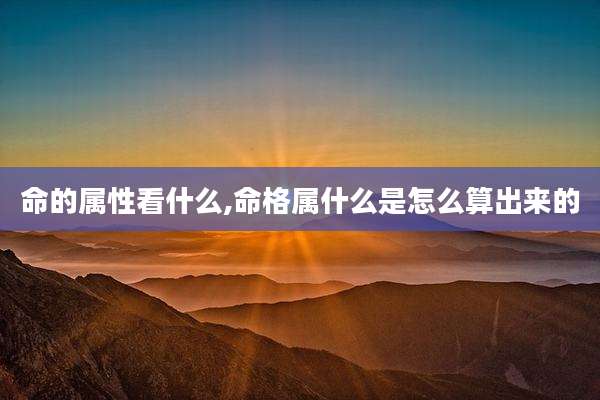 命的属性看什么,命格属什么是怎么算出来的