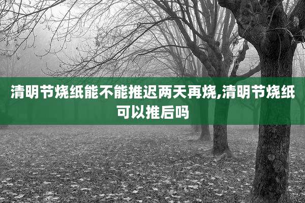 清明节烧纸能不能推迟两天再烧,清明节烧纸可以推后吗