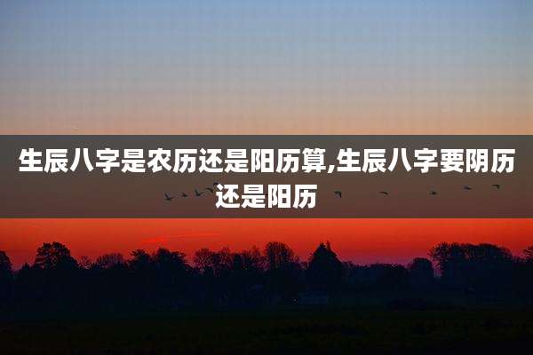 生辰八字是农历还是阳历算,生辰八字要阴历还是阳历