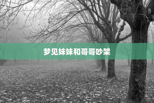 梦见妹妹和哥哥吵架