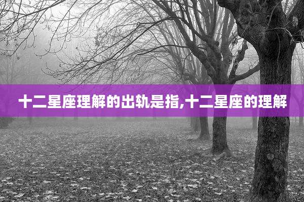 十二星座理解的出轨是指,十二星座的理解