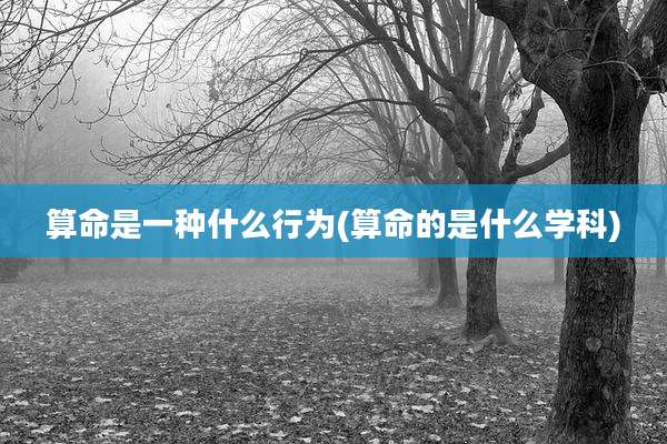 算命是一种什么行为(算命的是什么学科)