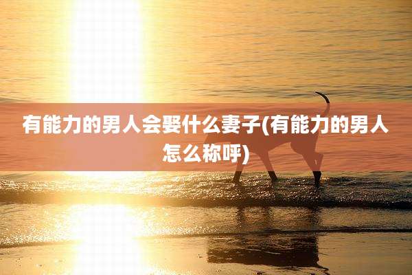 有能力的男人会娶什么妻子(有能力的男人怎么称呼)