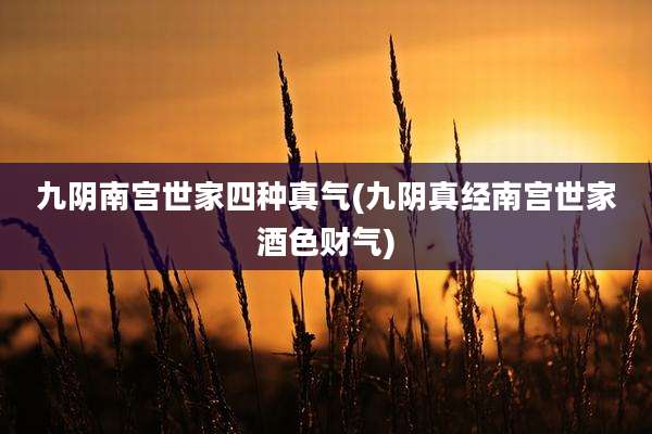 九阴南宫世家四种真气(九阴真经南宫世家酒色财气)