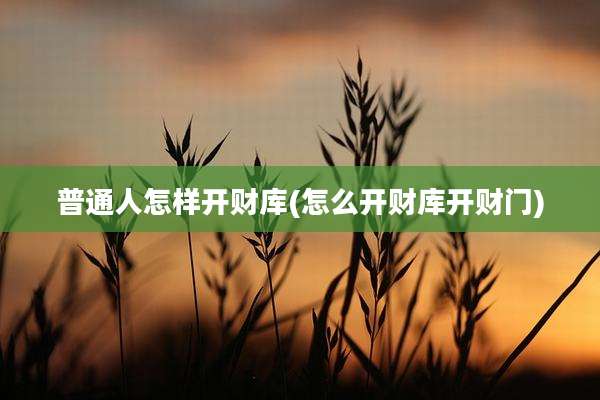 普通人怎样开财库(怎么开财库开财门)
