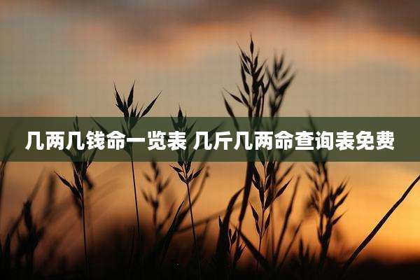 几两几钱命一览表 几斤几两命查询表免费