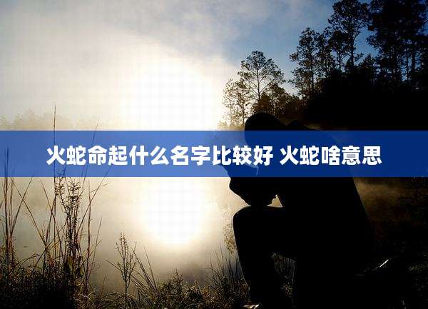 火蛇命起什么名字比较好 火蛇啥意思
