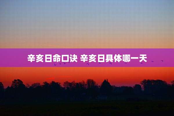 辛亥日命口诀 辛亥日具体哪一天