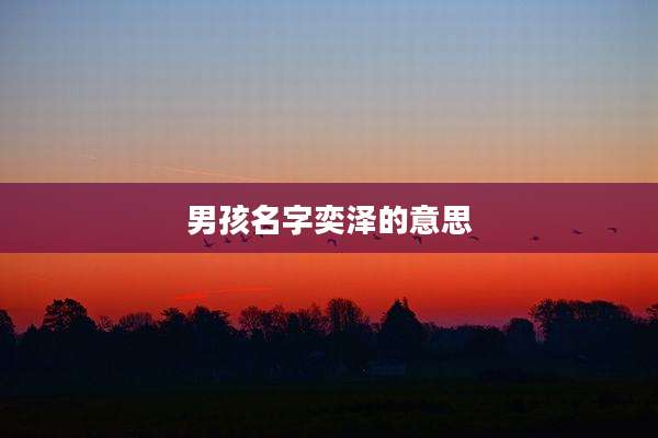 男孩名字奕泽的意思