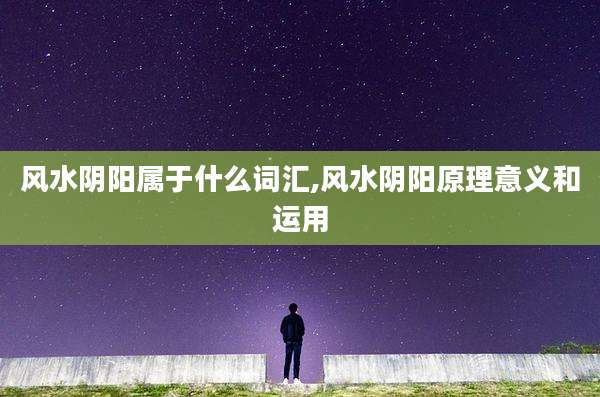 风水阴阳属于什么词汇,风水阴阳原理意义和运用