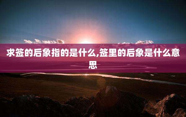求签的后象指的是什么,签里的后象是什么意思