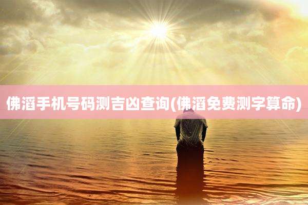 佛滔手机号码测吉凶查询(佛滔免费测字算命)