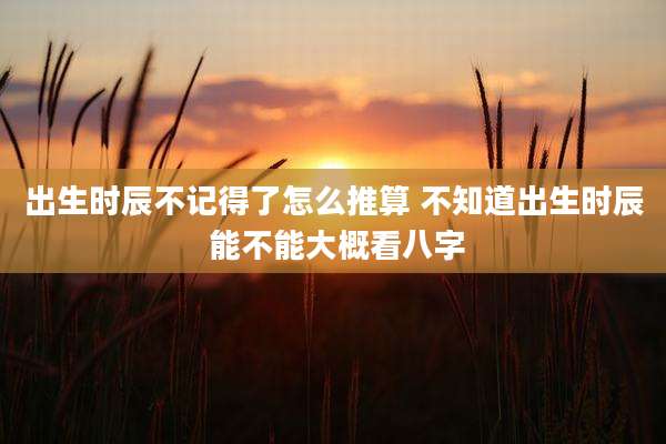 出生时辰不记得了怎么推算 不知道出生时辰 能不能大概看八字