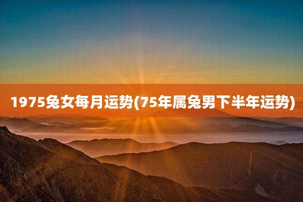 1975兔女每月运势(75年属兔男下半年运势)