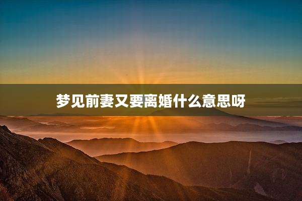 梦见前妻又要离婚什么意思呀