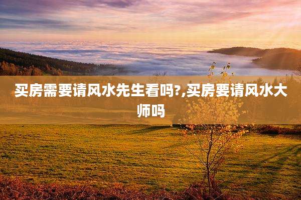 买房需要请风水先生看吗?,买房要请风水大师吗
