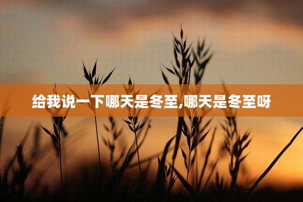 给我说一下哪天是冬至,哪天是冬至呀