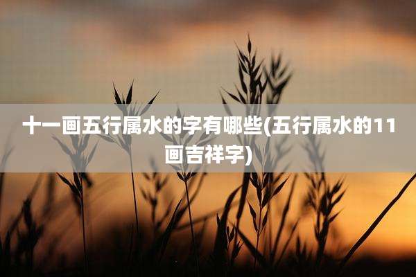 十一画五行属水的字有哪些(五行属水的11画吉祥字)