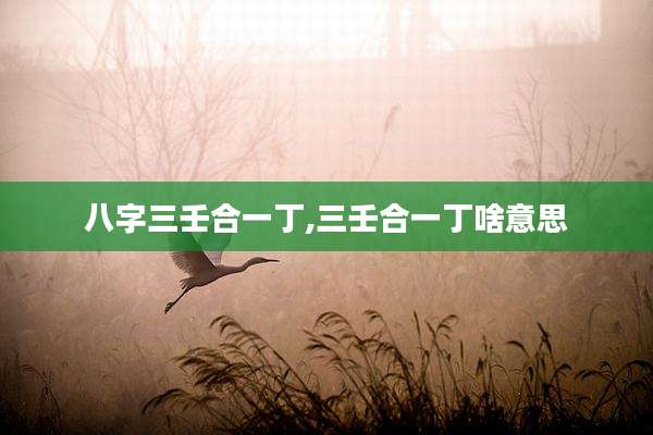 八字三壬合一丁,三壬合一丁啥意思