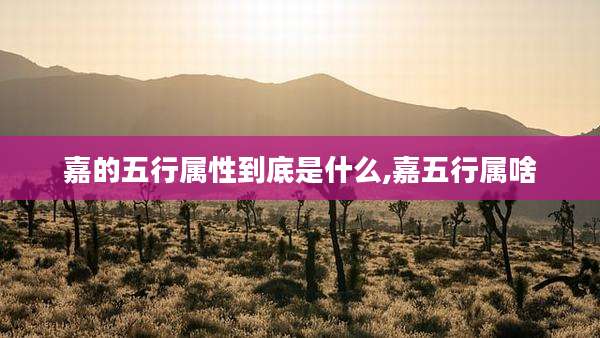嘉的五行属性到底是什么,嘉五行属啥
