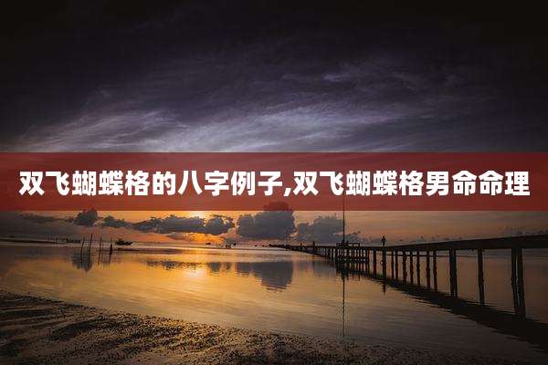 双飞蝴蝶格的八字例子,双飞蝴蝶格男命命理