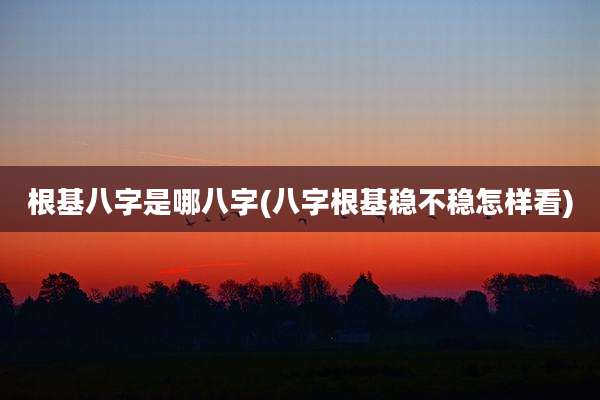 根基八字是哪八字(八字根基稳不稳怎样看)