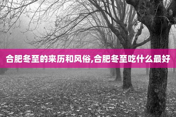 合肥冬至的来历和风俗,合肥冬至吃什么最好