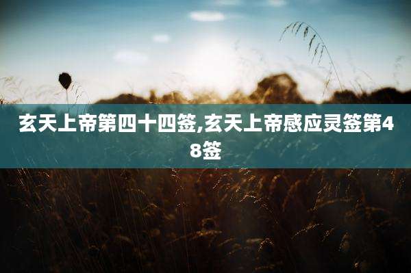 玄天上帝第四十四签,玄天上帝感应灵签第48签