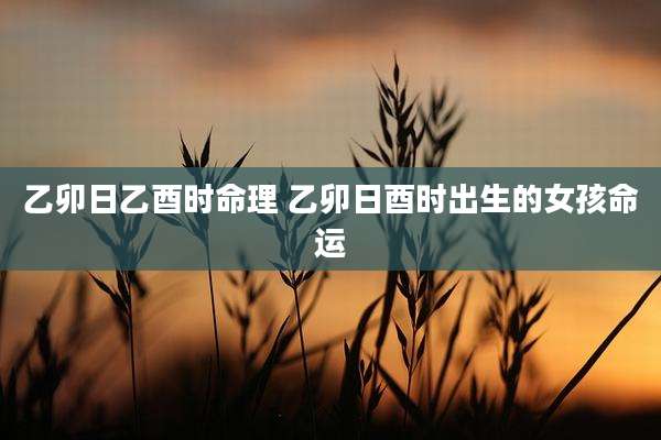乙卯日乙酉时命理 乙卯日酉时出生的女孩命运