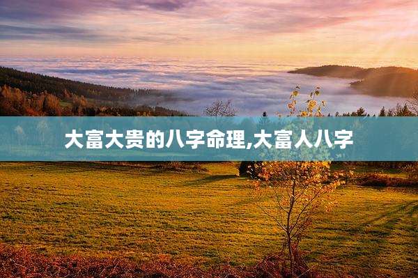 大富大贵的八字命理,大富人八字
