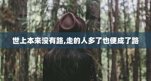 世上本来没有路,走的人多了也便成了路