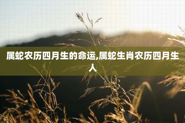 属蛇农历四月生的命运,属蛇生肖农历四月生人