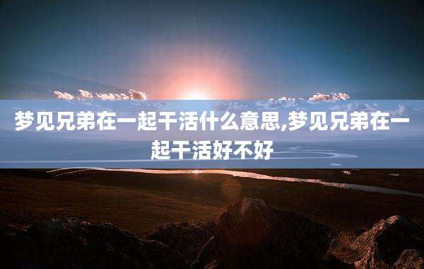 梦见兄弟在一起干活什么意思,梦见兄弟在一起干活好不好