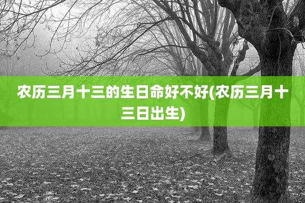 农历三月十三的生日命好不好(农历三月十三日出生)