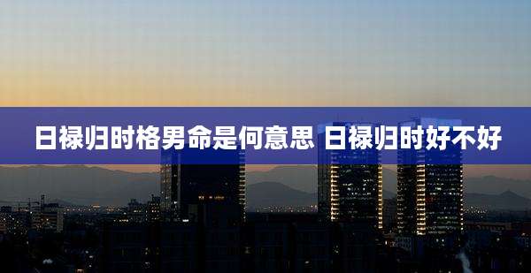 日禄归时格男命是何意思 日禄归时好不好