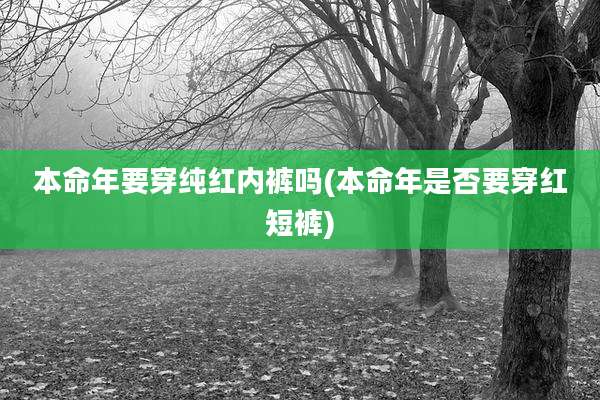 本命年要穿纯红内裤吗(本命年是否要穿红短裤)