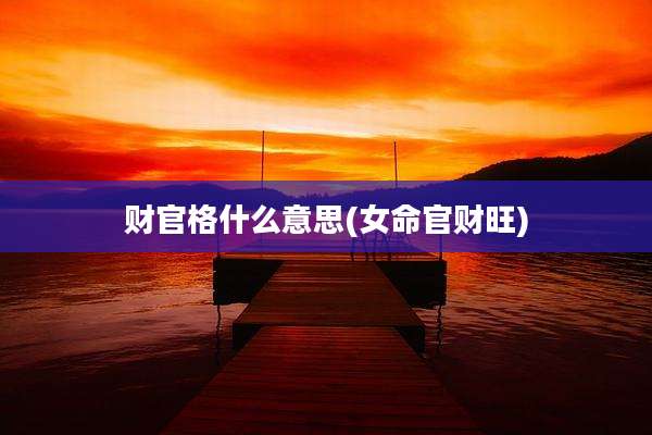 财官格什么意思(女命官财旺)