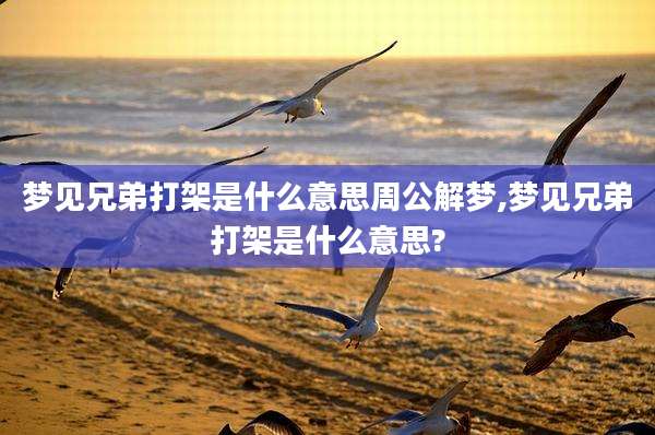 梦见兄弟打架是什么意思周公解梦,梦见兄弟打架是什么意思?