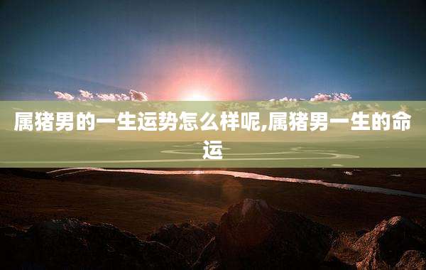 属猪男的一生运势怎么样呢,属猪男一生的命运