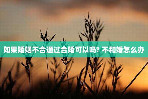 如果婚姻不合通过合婚可以吗? 不和婚怎么办