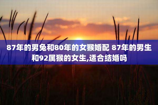 87年的男兔和80年的女猴婚配 87年的男生和92属猴的女生,适合结婚吗