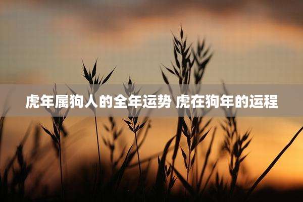 虎年属狗人的全年运势 虎在狗年的运程