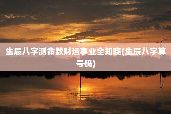 生辰八字测命数财运事业全知晓(生辰八字算号码)
