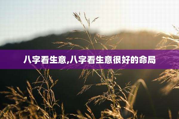 八字看生意,八字看生意很好的命局