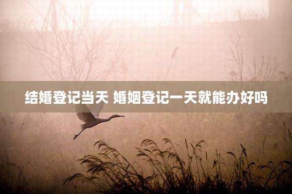 结婚登记当天 婚姻登记一天就能办好吗